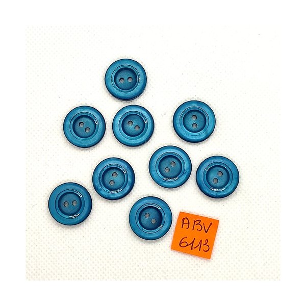 10 Boutons en résine bleu - 18mm - ABV6113 - Photo n°1