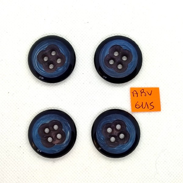 4 Boutons en résine gris et bleu - 31mm - ABV6115 - Photo n°1
