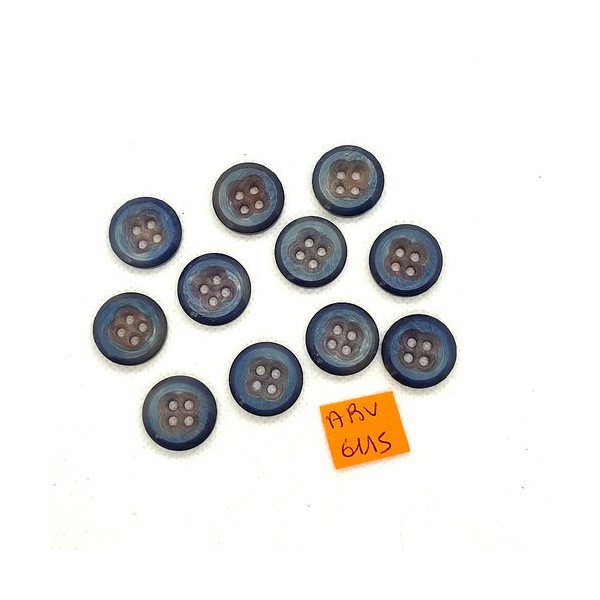 11 Boutons en résine gris et bleu - 18mm - ABV6115 - Photo n°1