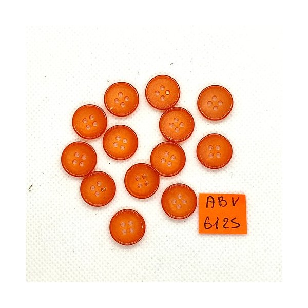 13 Boutons en résine orange foncé - 14mm - ABV6125 - Photo n°1