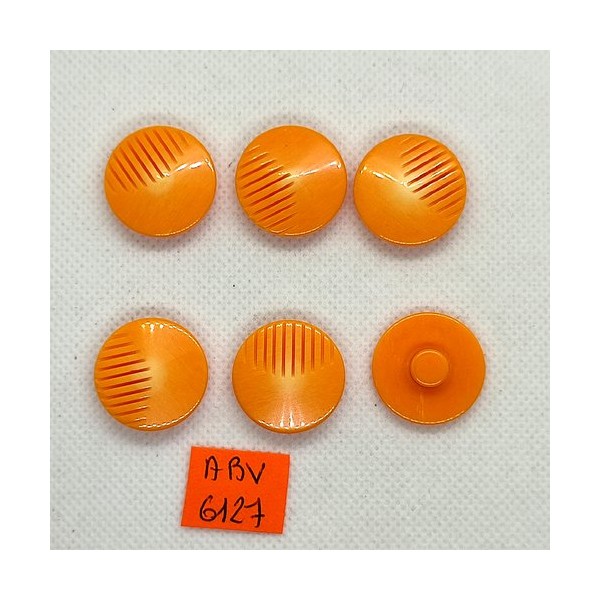 6 Boutons en résine orange - 22mm - ABV6127 - Photo n°1