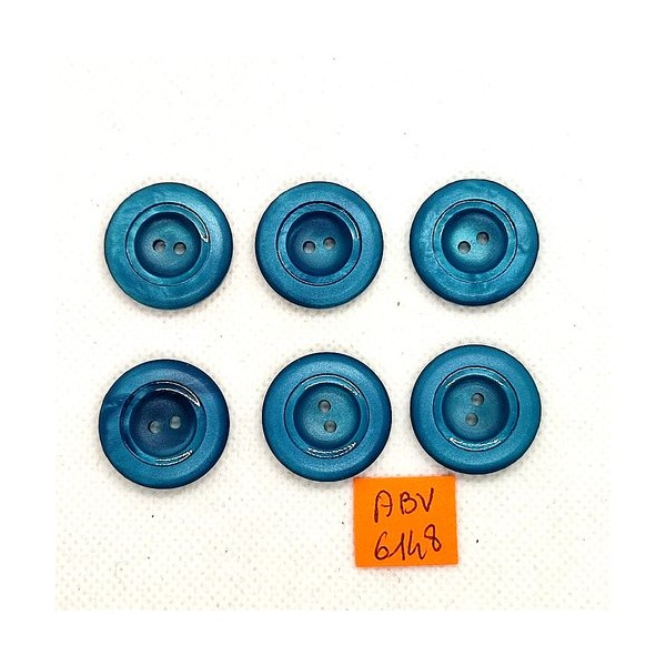 6 Boutons en résine vert / bleu - 22mm - ABV6148 - Photo n°1