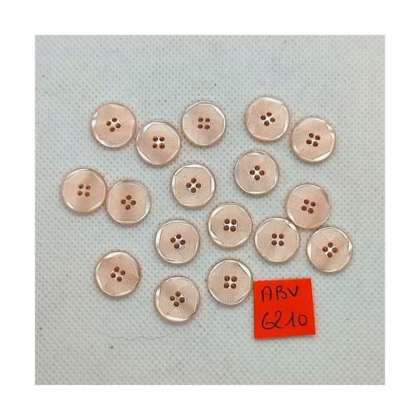 17 Boutons en résine rose pale - 14mm - ABV6210 - Photo n°1