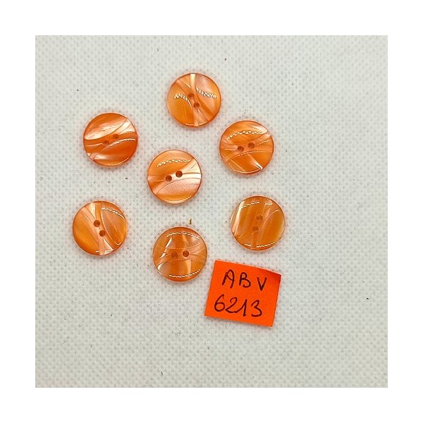 7 Boutons en résine orange - 15mm - ABV6213 - Photo n°1