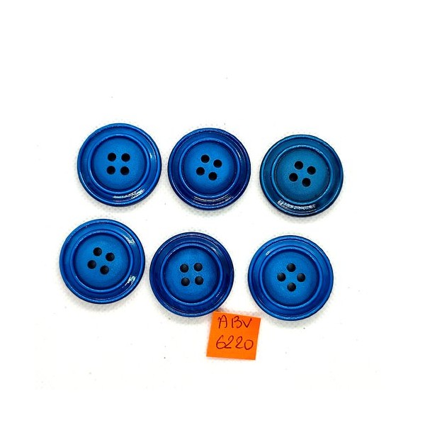 6 Boutons en résine bleu - 30mm - ABV6220 - Photo n°1