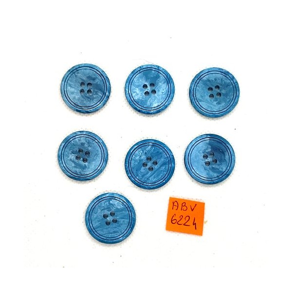 7 Boutons en résine bleu - 23mm - ABV6224 - Photo n°1