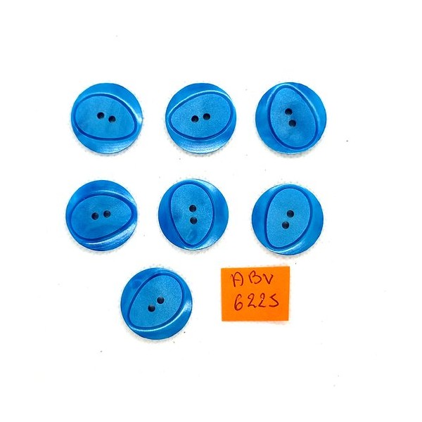 7 Boutons en résine bleu - 22mm - ABV6225 - Photo n°1