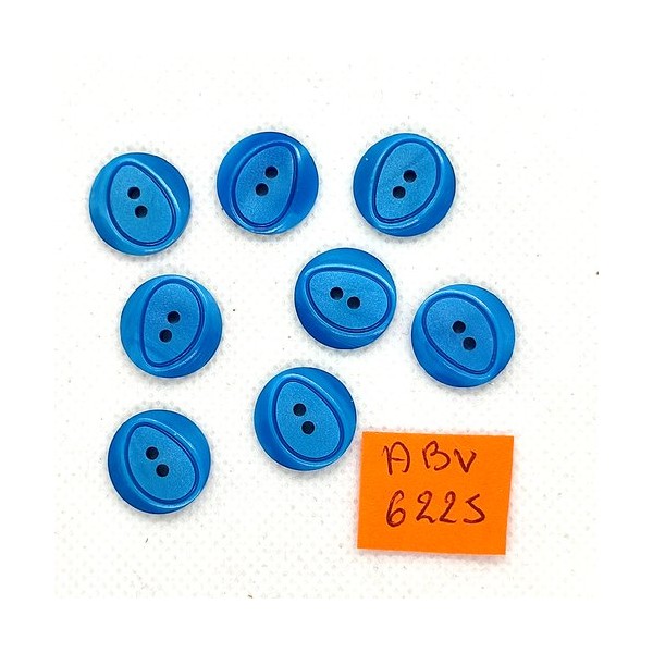 8 Boutons en résine bleu - 15mm - ABV6225 - Photo n°1
