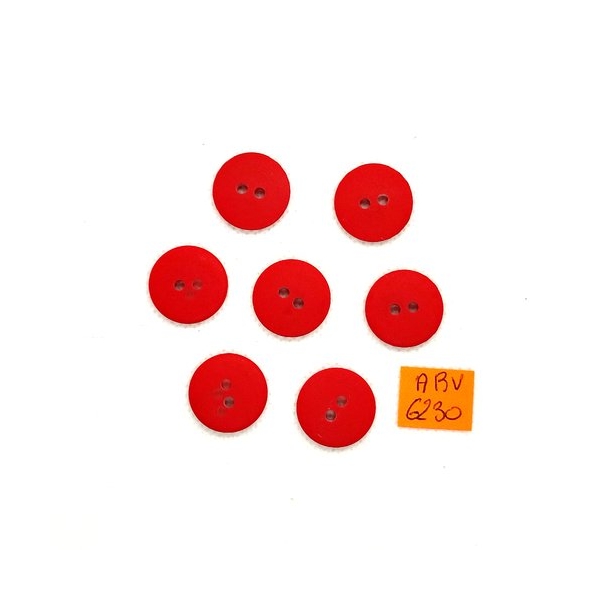 7 Boutons en résine rouge - 18mm - ABV6230 - Photo n°1
