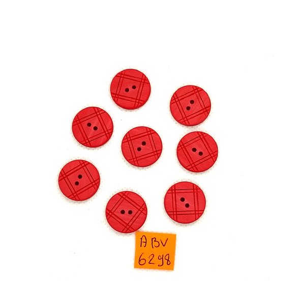 7 Boutons en résine rouge - 18mm - ABV6298 - Photo n°1