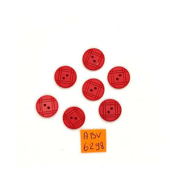 7 Boutons en résine rouge - 10mm - ABV6298 - Photo n°1