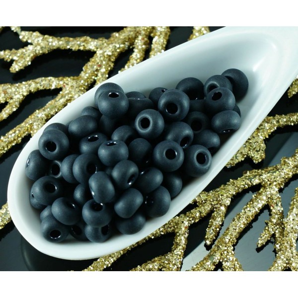 20g Matte Noir Tchèque Boules de graines rondes de verre 10/0 Perles précieuses Rocaille Spacer - Photo n°2