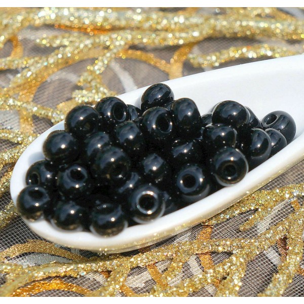 20g Boules à graines Opaque Noire Boules à graines de verre tchèque 6/0 PRECIOSA Pearls Rocaille Bou - Photo n°2
