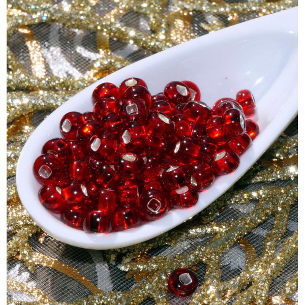 20g Silver Lined Clear Red Czech Glass Seed Beads 9/0 PRECIOSA Seed Beads Rocaille Bead Spacer Beads - Photo n°2