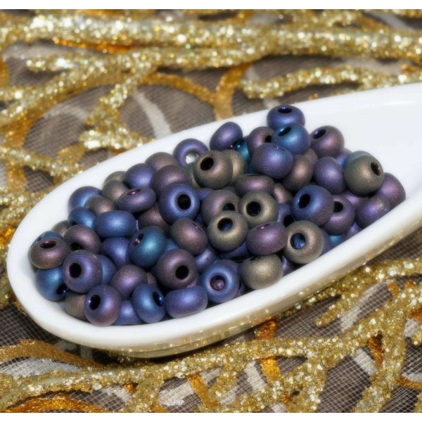 20g Matte Iris métallique Bleu Boules de graines de verre tchèque 11/0 Boules de graines précieuses - Photo n°2