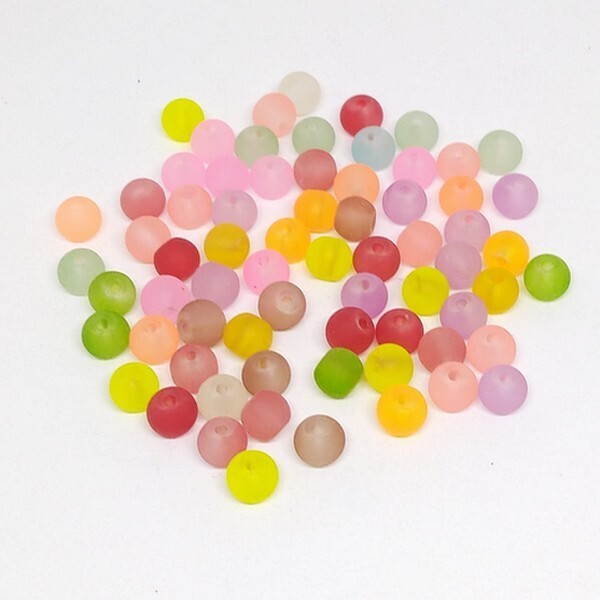 95 perles rondes en verre transparent mat 6 / 7 x 6 mm MULTICOLORE - Photo n°1