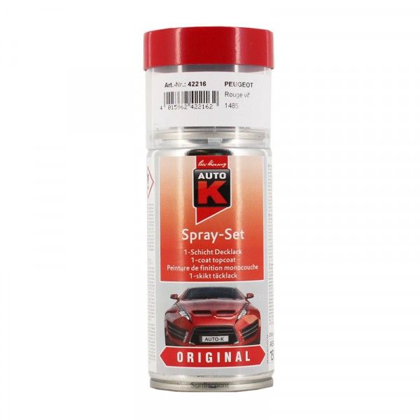 Bombe de peinture pour carrosserie - Peugeot - 1485 Rouge vif - 150 ml - Auto K - Photo n°1