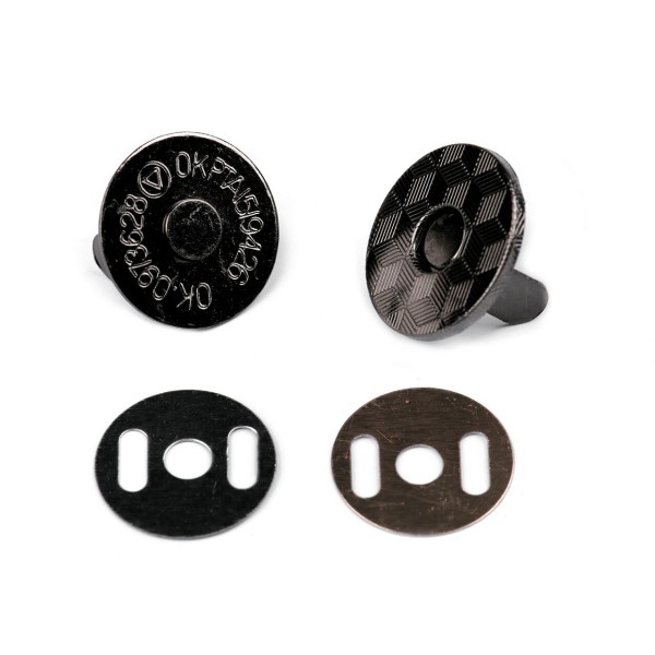 5 Set Noir nickel magnétique snap attaches ø18 mm mince, métal matériel / mercerie - Photo n°2