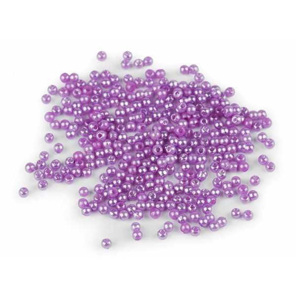 10g perles en plastique de lilac violet Ø3 mm, perles d'imitation décoratives, et FIMO - Photo n°1