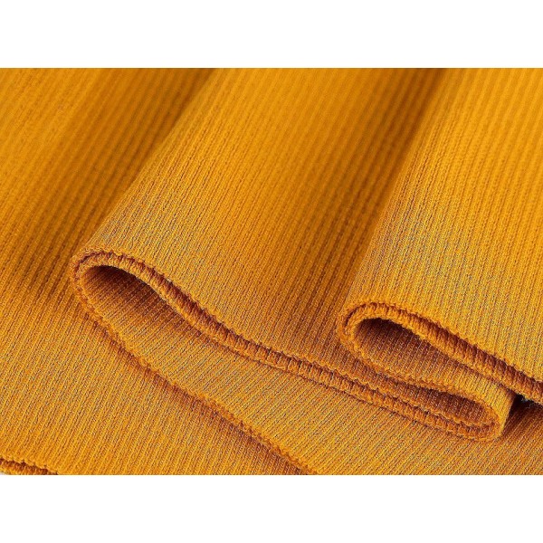 1 pc (427) moutarde côtelé foncé / Tissu en tricot côtelé élastique-tube 16x80 cm, mercerie - Photo n°2