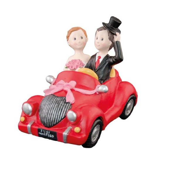 Figurine couple mariés en voiture 18cm - Photo n°1
