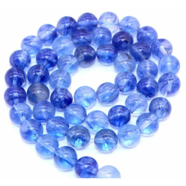 6pc Bleu Round Quartz pierre naturelle pierre précieuse douce pierre ronde bijoux Bohemian bijoux 8m - Photo n°2