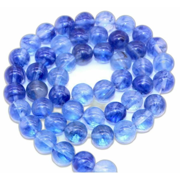6pc Bleu Round Quartz pierre naturelle pierre précieuse douce pierre ronde bijoux Bohemian bijoux 8m - Photo n°1