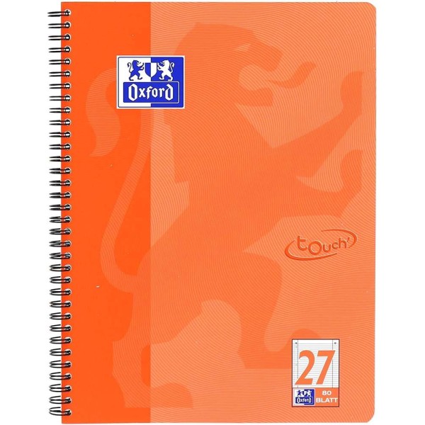 Cahier Touch - A4 - 160 pages - Ligné + 2M - Corail - Oxford - Photo n°1