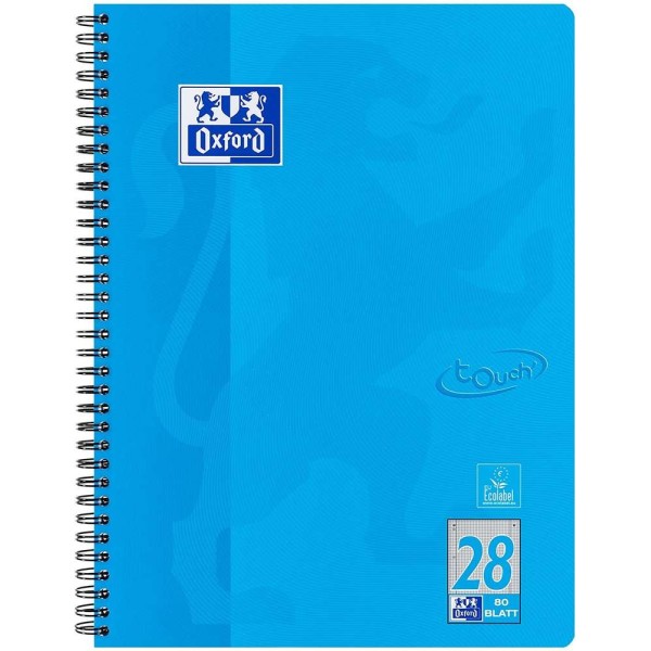 Cahier Touch - A4 - 160 pages - 5x5 + 2M - Bleu mer - Oxford - Photo n°1