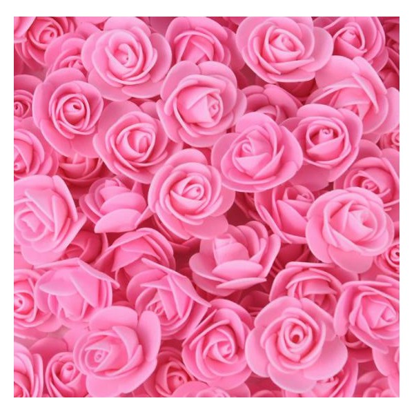 50pcs Fleurs de tête de rose rose Pe Foam Fleurs artificielles, Scrapbooking, Décor de Pâques, Valen - Photo n°1