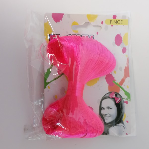 Pince nœud papillon de couleur rose fluorescent - déguisement fête accessoire cheveux - Photo n°1