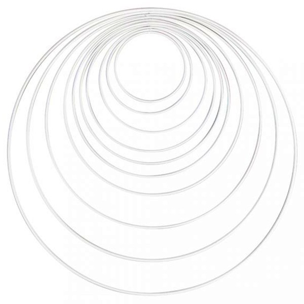 Cercles en métal - Blanc - 10 à 40 cm - 10 pcs - Photo n°1