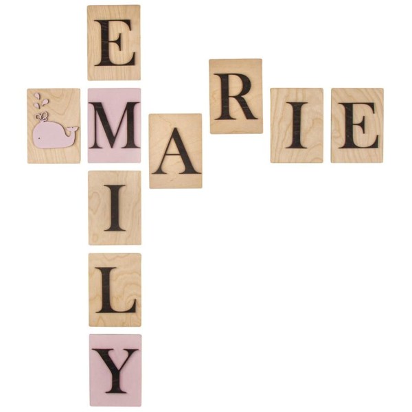 Lettres en bois déco façon Scrabble - 14,9 x 10,5 cm - Photo n°2