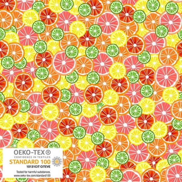 Tissu Stof Fabrics - Citronella Bloom - Agrumes - Par 10 cm - Photo n°1