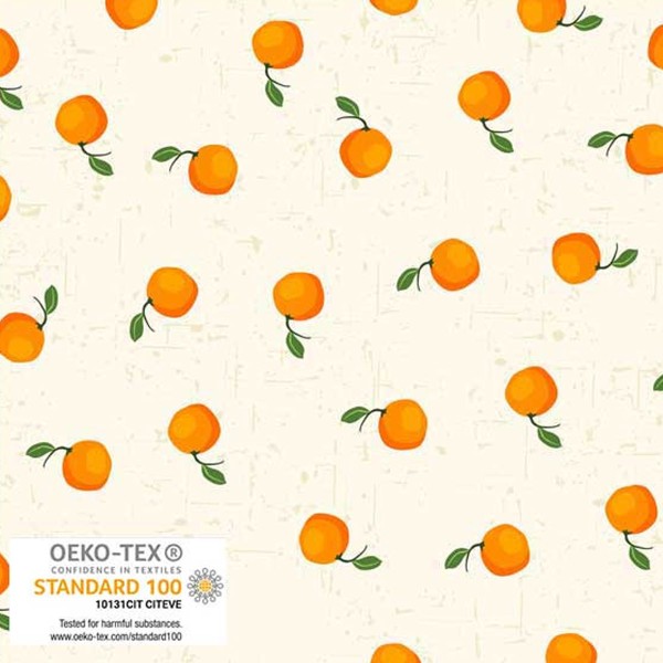 Tissu Stof Fabrics - Citronella Bloom - Mandarine - Par 10 cm - Photo n°1