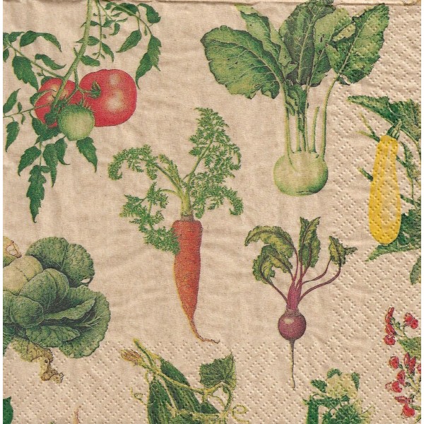 4 Serviettes en papier Légumes Format Lunch Decoupage Decopatch 242204 Home Fashion - Photo n°1