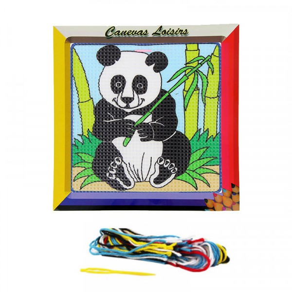 Kit canevas Panda 15 x 15 cm gros trous - Photo n°1