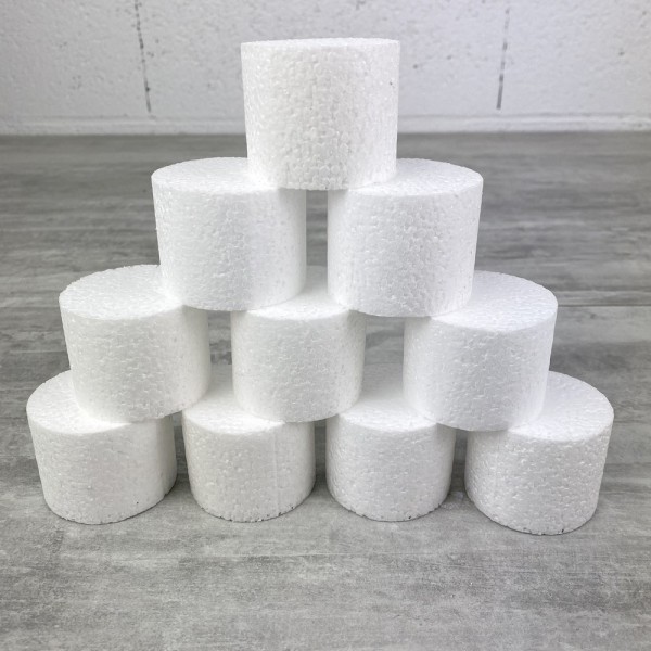 Lot de 10 petits cylindres en polystyrène, haut. 4 cm, diam. 5 cm, Dummies en Styropor blanc, à déco - Photo n°3