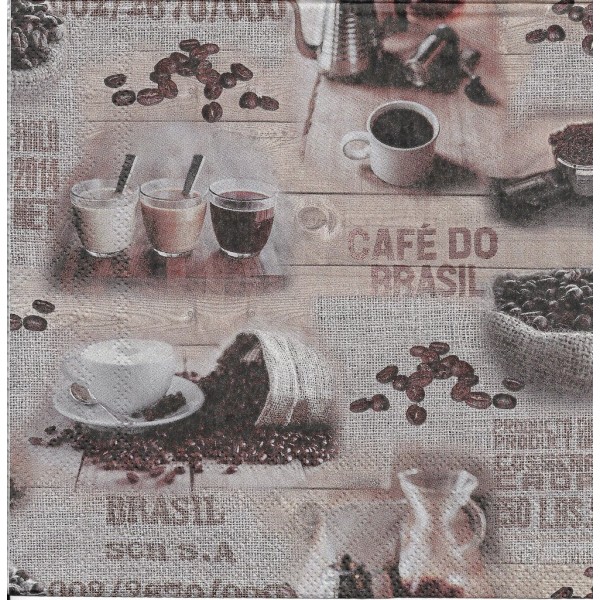 4 Serviettes en papier Café Brésil Format Lunch Decoupage Decopatch 13316075 Ambiente - Photo n°2