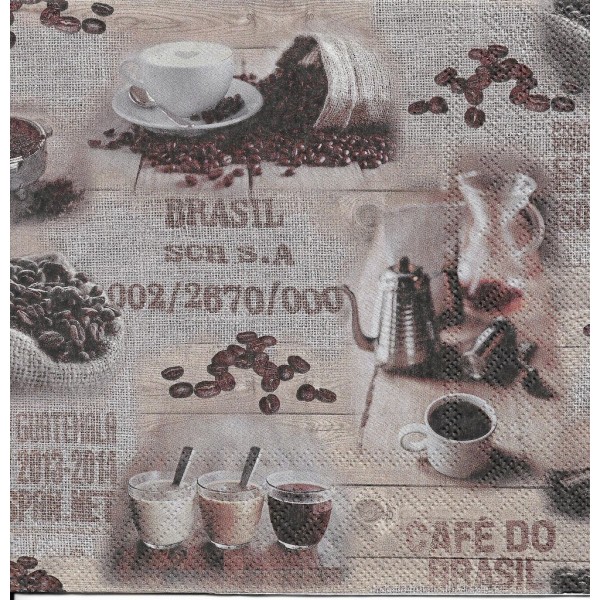 4 Serviettes en papier Café Brésil Format Lunch Decoupage Decopatch 13316075 Ambiente - Photo n°1