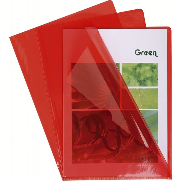 Boîte de 100 pochettes coins A4 lisse rouge plastique Exacompta - Photo n°1