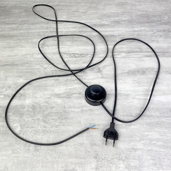 Cable avec interrupteur à pied noir, longueur 3,50 m, cordon électrique 250V - Photo n°1