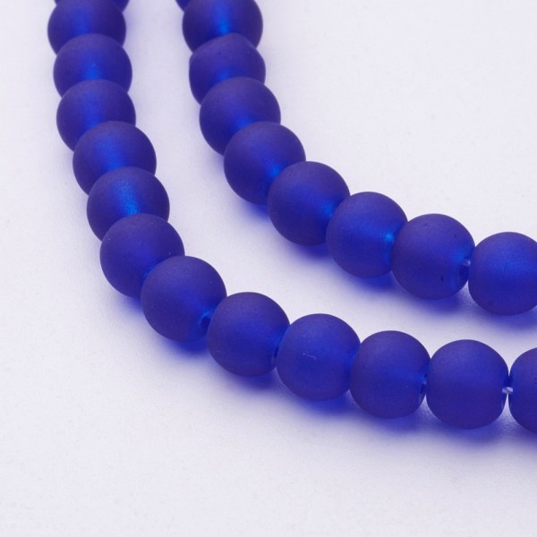 Perles en verre givré 6 mm bleu nuit x 25 - Photo n°1