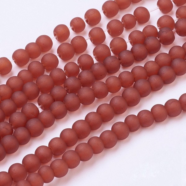 Perles en verre givré 6 mm rouge foncé x 25 - Photo n°2