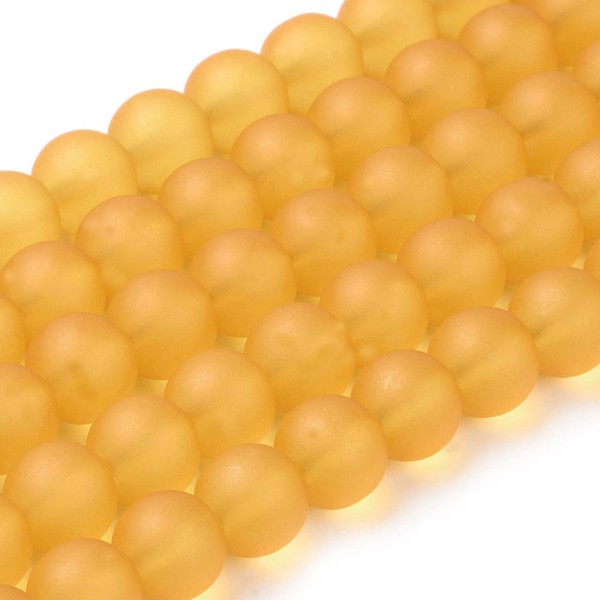 Perles en verre givré 6 mm moutarde x 25 - Photo n°2