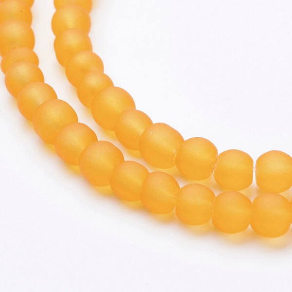 Perles en verre givré 6 mm moutarde x 25 - Photo n°1