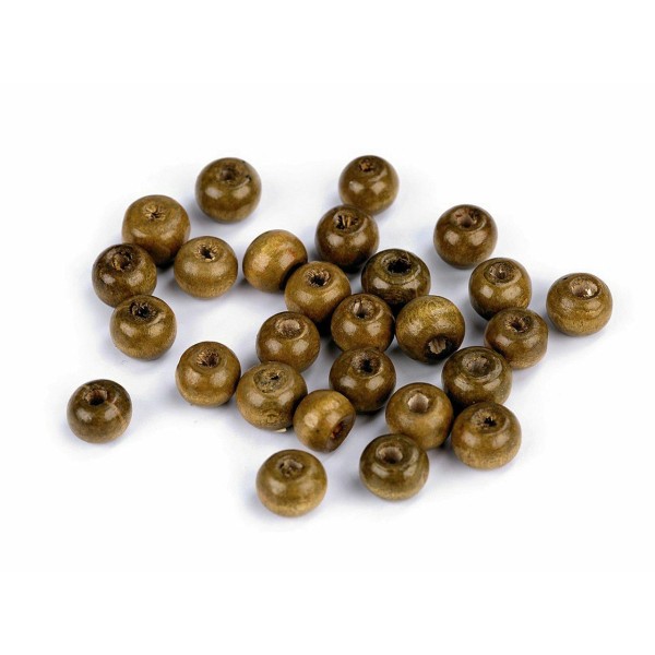 20g perles rondes en bois foncé Kaki ø8-9 mm - Photo n°1