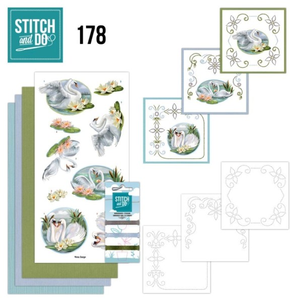 Stitch and do 178- kit Carte 3D broderie - Cygnes élégants - Photo n°1