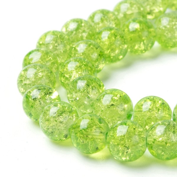 Perles en verre craquelé 8 mm vert clair x 20 - Photo n°2