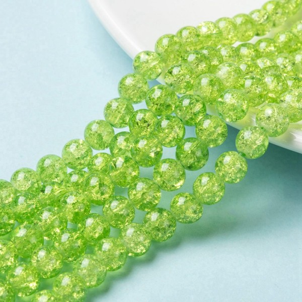 Perles en verre craquelé 8 mm vert clair x 20 - Photo n°1